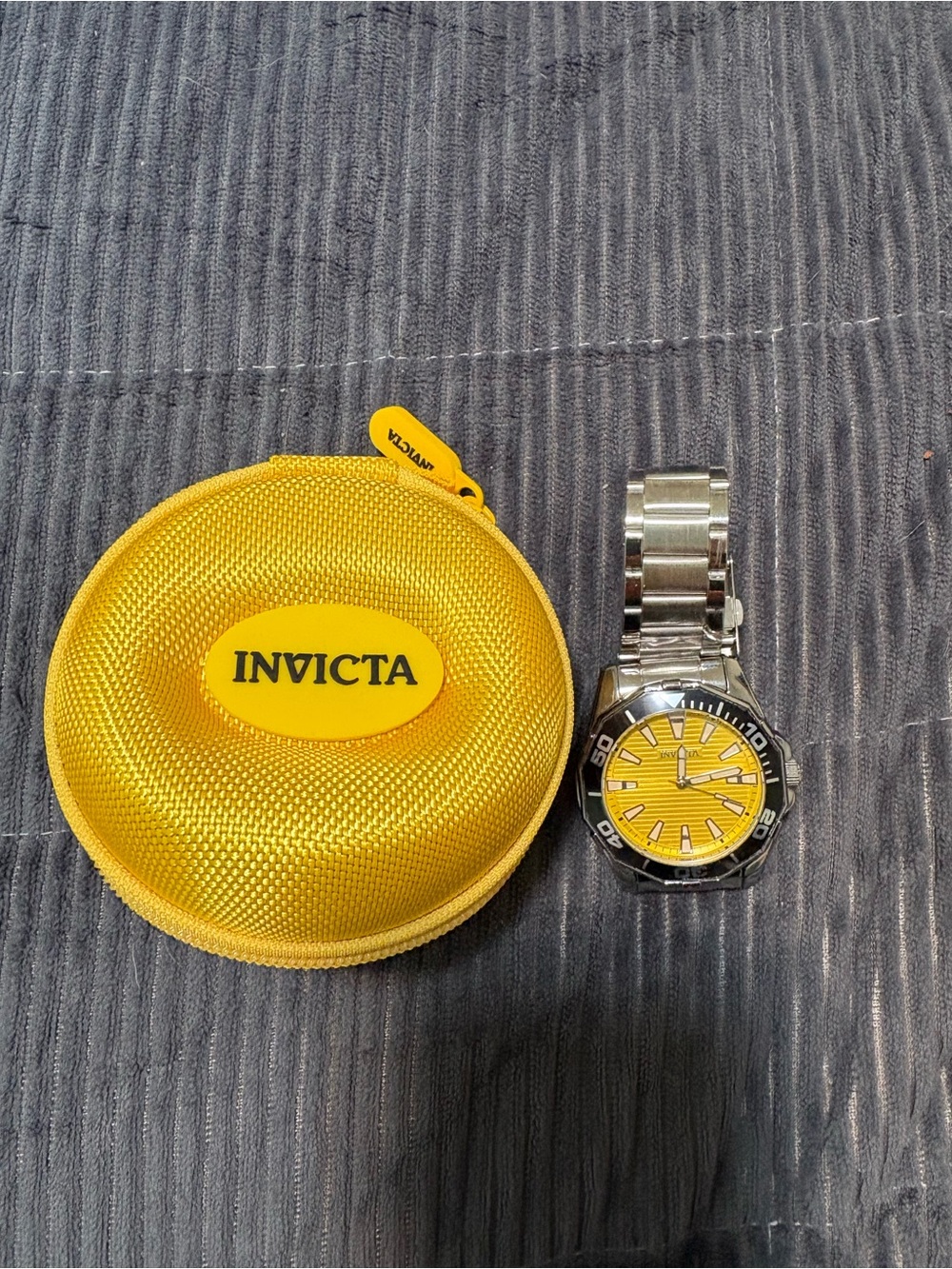 Invicta Men's Stainless Steel Watch with Yellow Dial and Matching Yellow Case